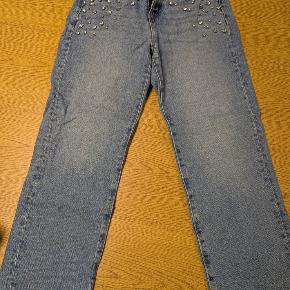 LOFT Light Blue Studded Straight-Leg Jeans